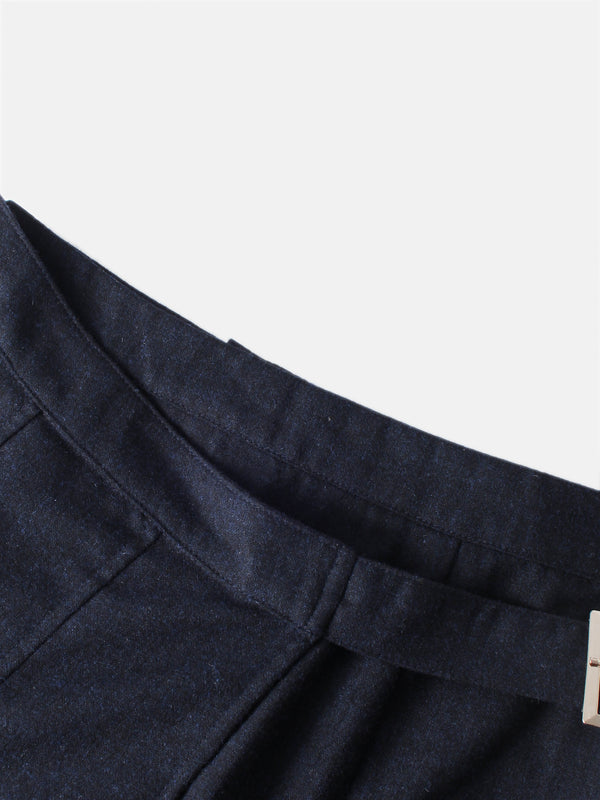 Buckle Pleat Skirt - Navy