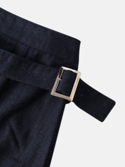 Buckle Pleat Skirt - Navy