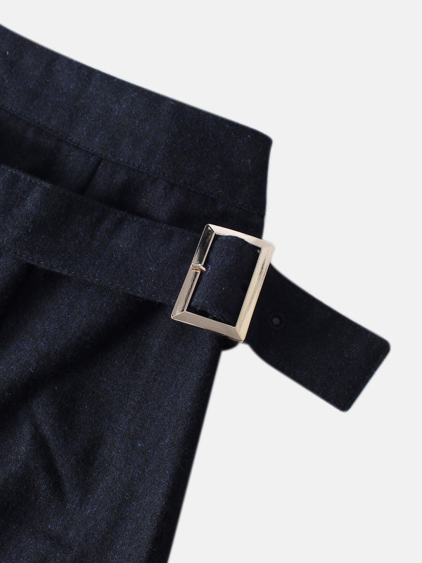 Buckle Pleat Skirt - Navy