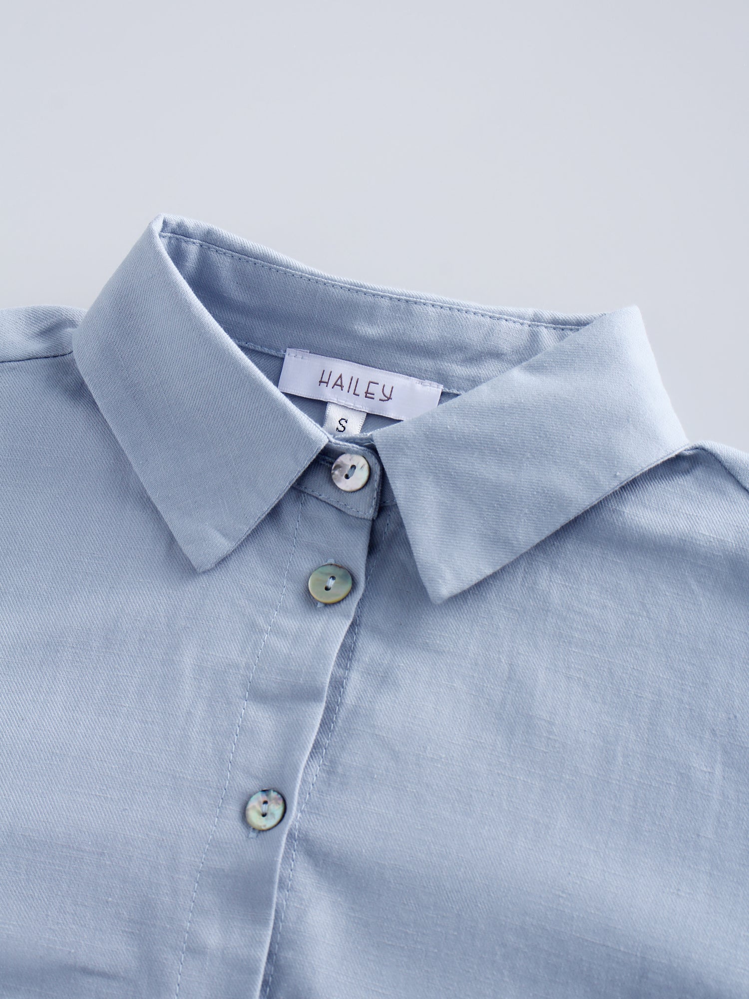 Linen Blouse-Light Blue