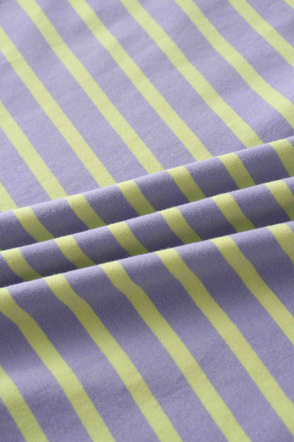 Collared Bomber Tee-Lavender/Lime