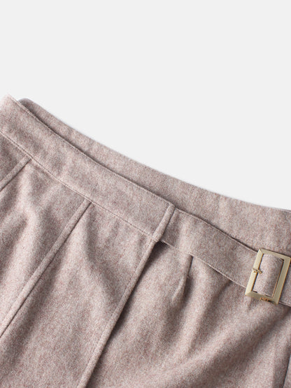 Buckle Pleat Skirt - Warm Taupe