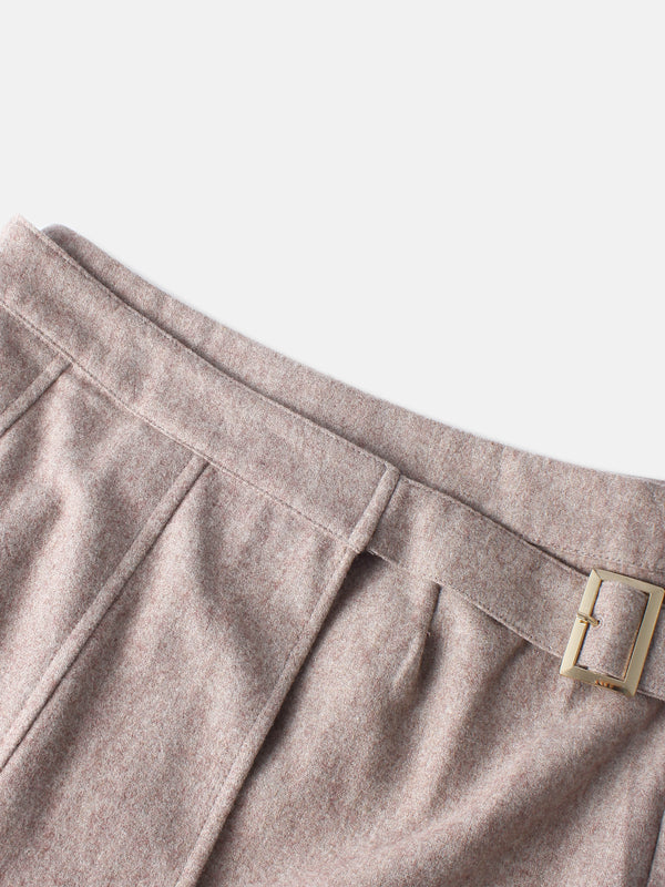 Buckle Pleat Skirt - Warm Taupe