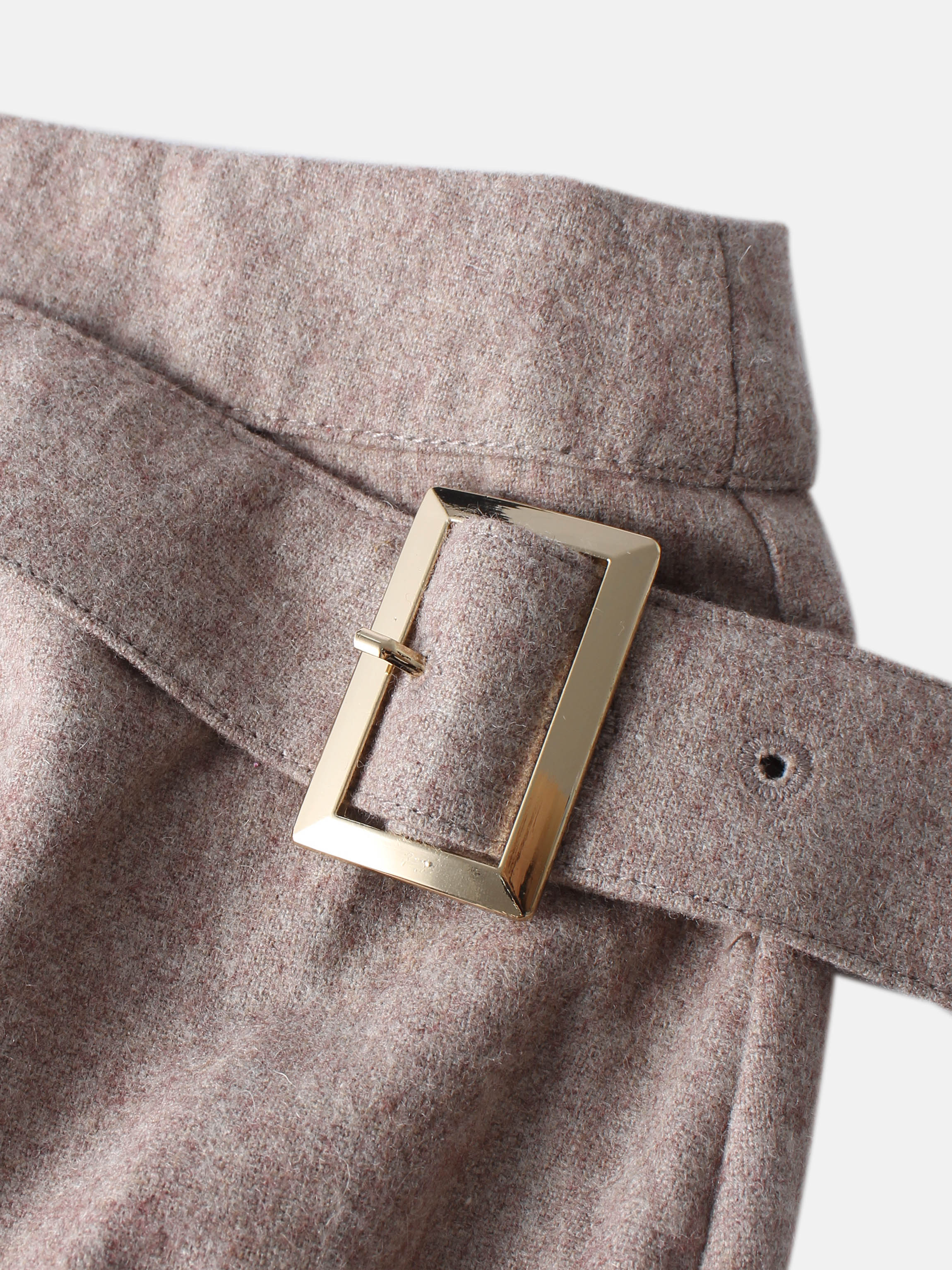 Buckle Pleat Skirt - Warm Taupe