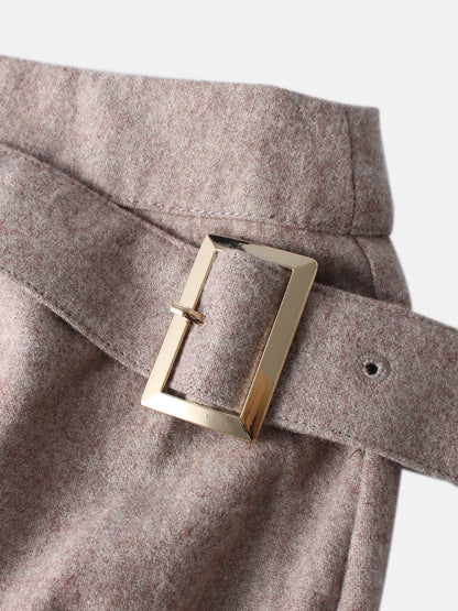 Buckle Pleat Skirt - Warm Taupe