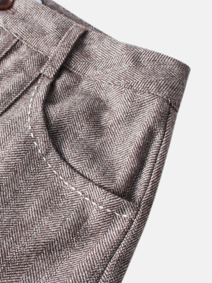 Pleat Bottom Yoke Skirt - Brown/Tan