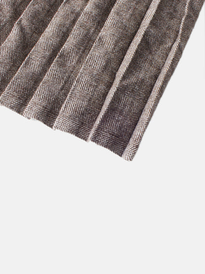 Pleat Bottom Yoke Skirt - Brown/Tan