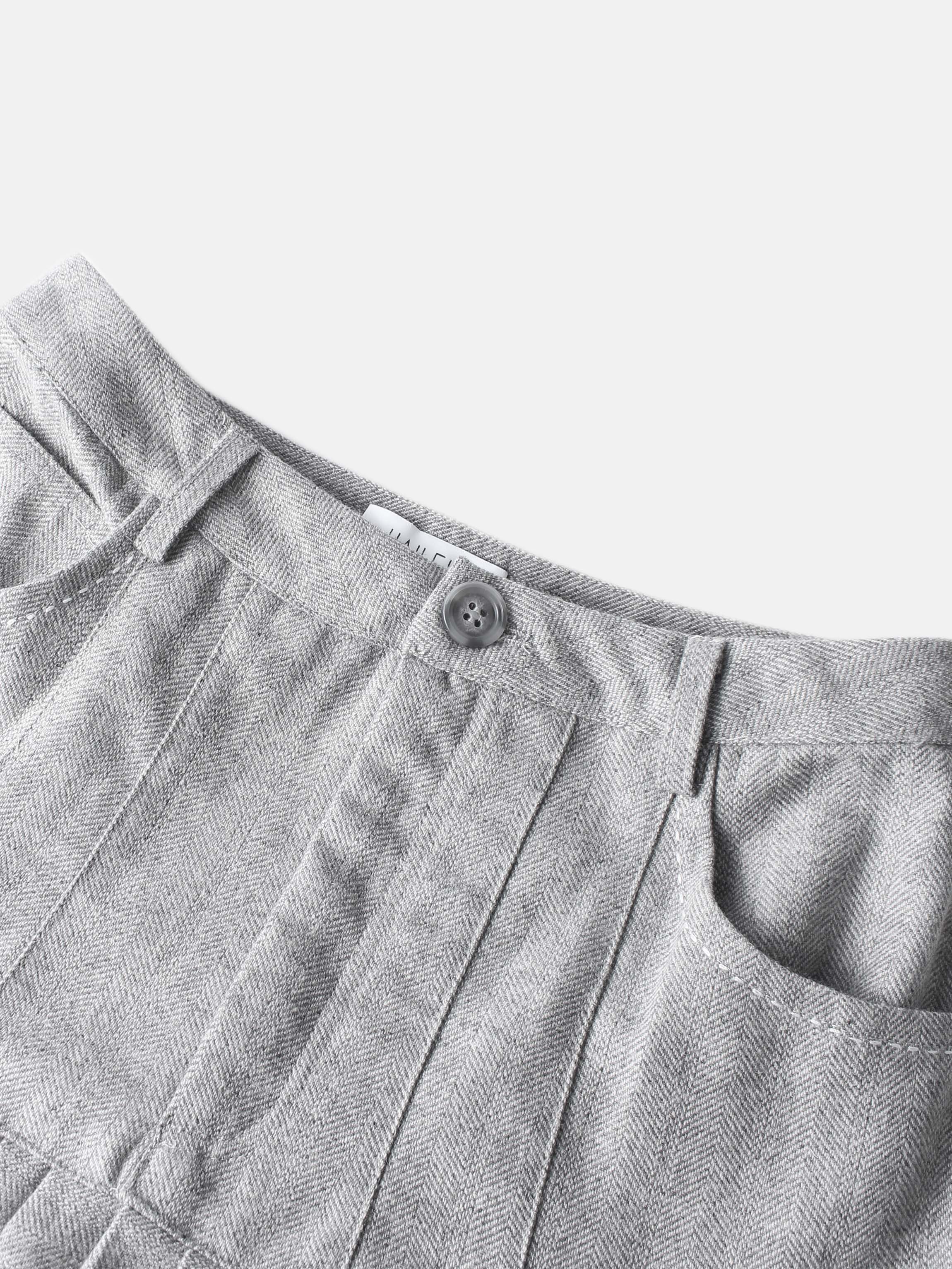 Pleat Bottom Yoke Skirt - Black/Grey