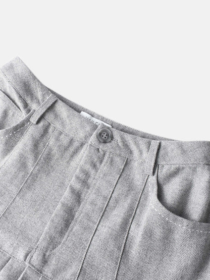 Pleat Bottom Yoke Skirt - Black/Grey