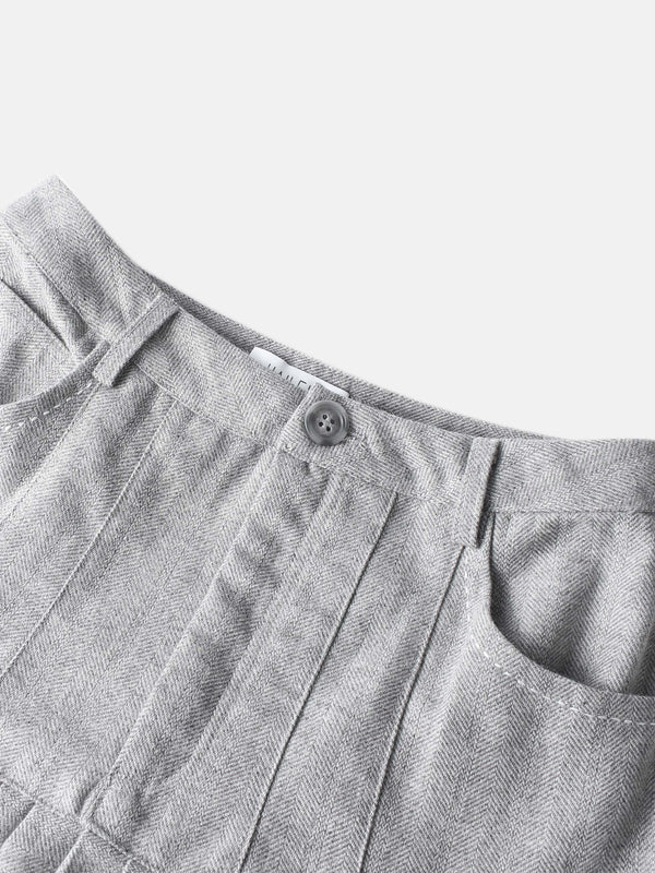 Pleat Bottom Yoke Skirt - Black/Grey