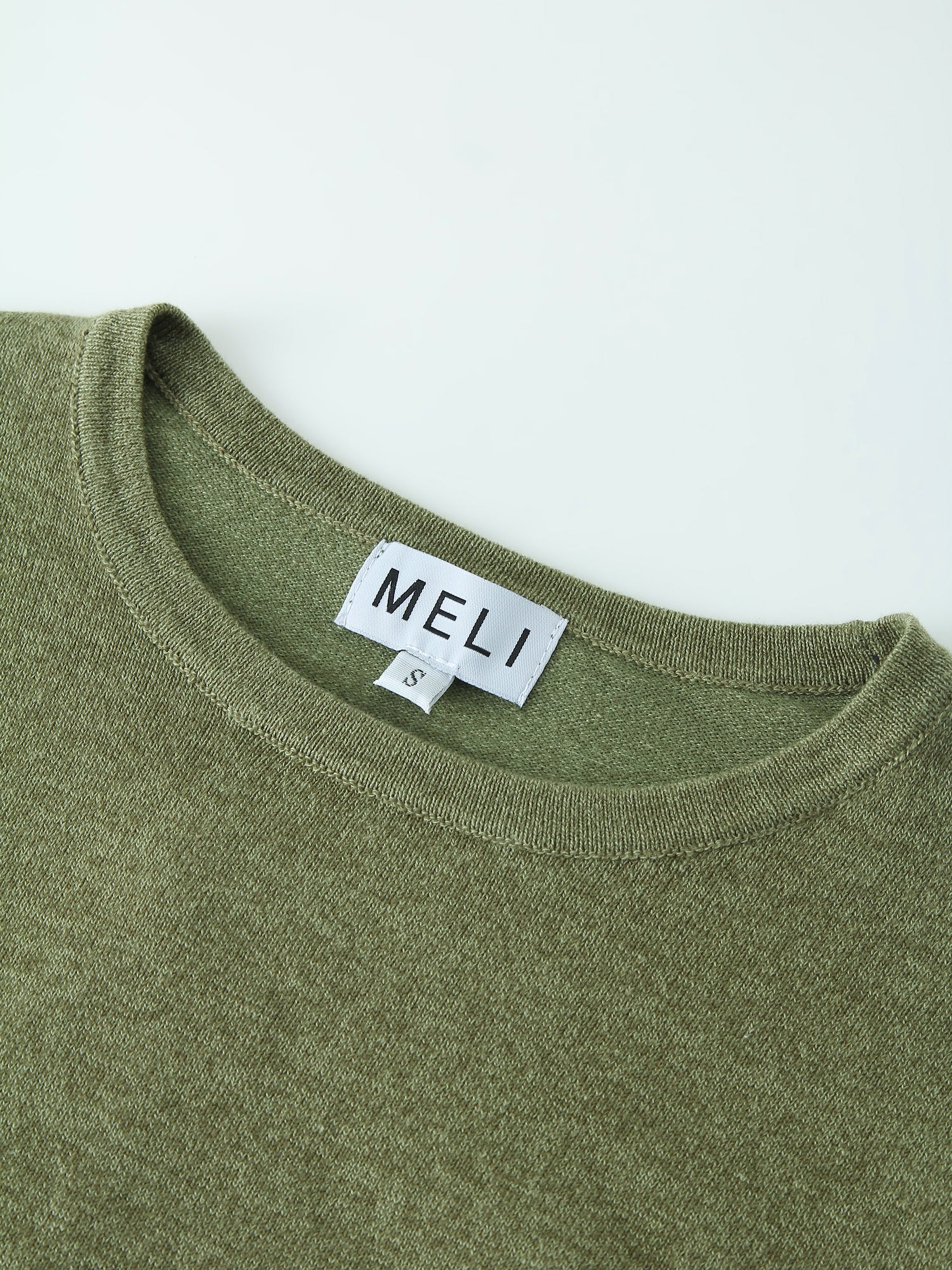 Thin Knit Crew Sweater-Heathered Green