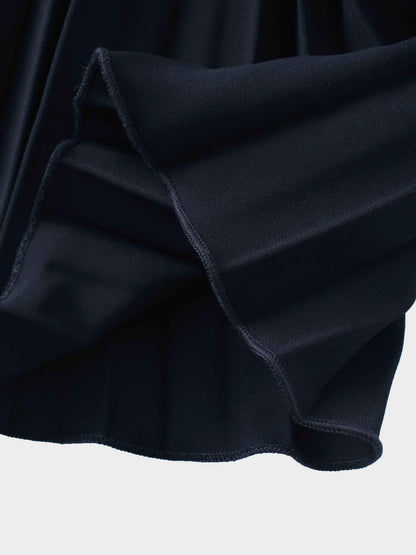 Crepe Pleated Maxi Skirt-Navy