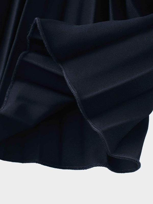 Crepe Pleated Maxi Skirt-Navy