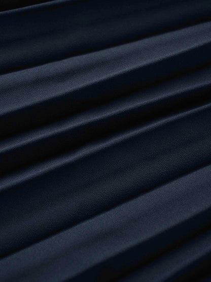 Crepe Pleated Maxi Skirt-Navy