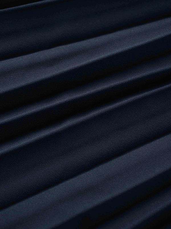 Crepe Pleated Maxi Skirt-Navy