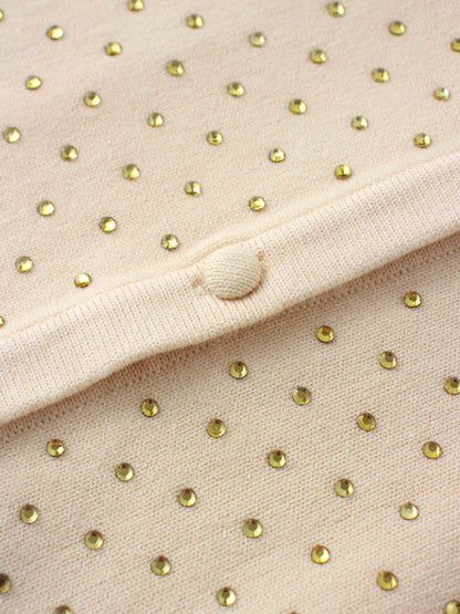 Stone Embellished Crew Cardigan-Vanilla