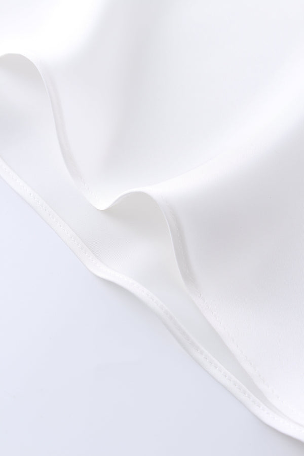 Solid Satin Slip Skirt-White
