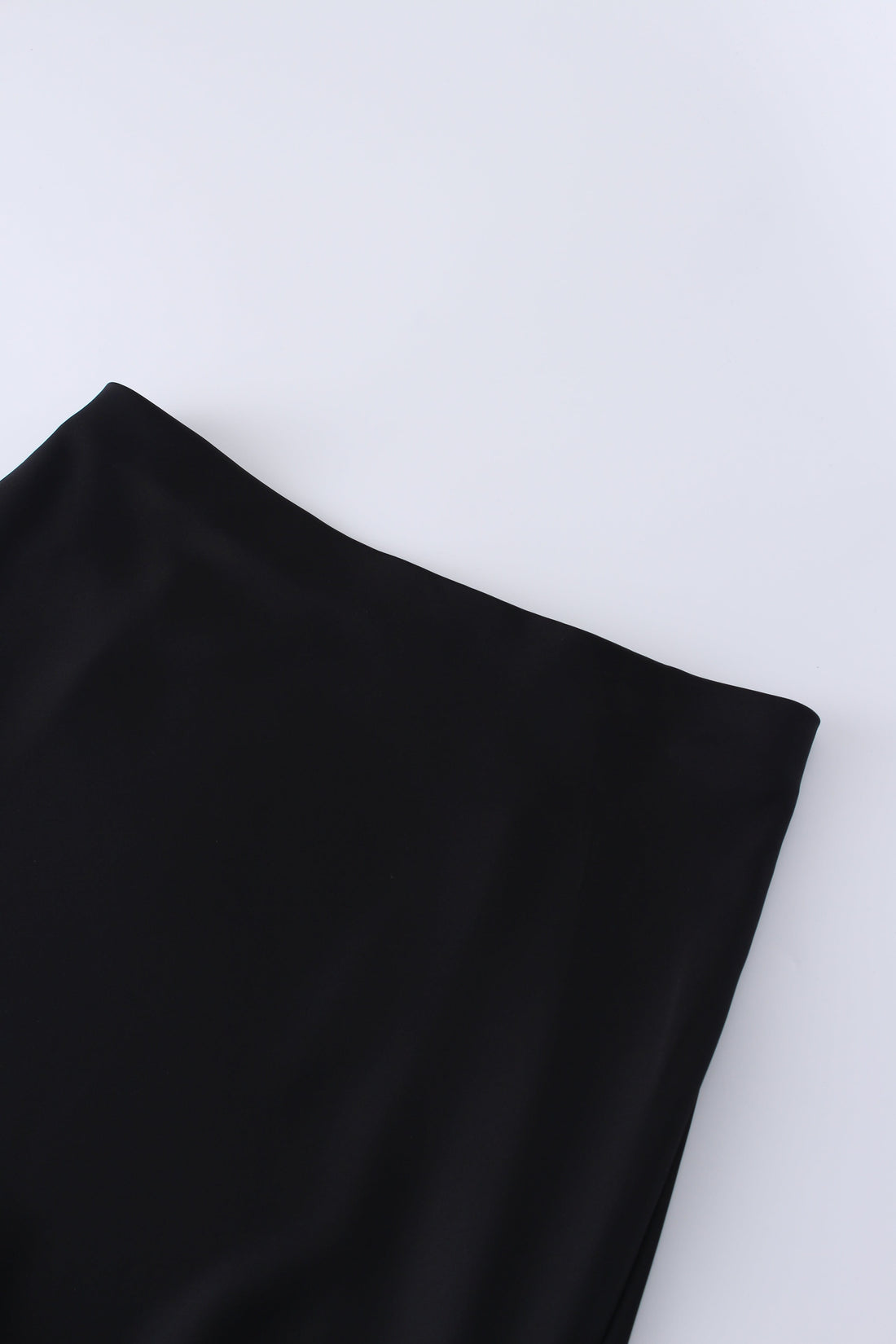 Solid Faux Satin Slip Skirt-Black