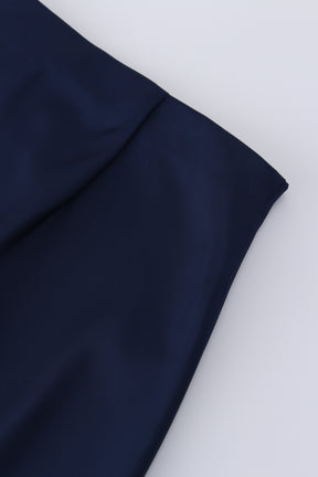 Solid Satin Slip Skirt-Dark Blue/Navy
