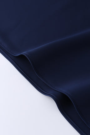 Solid Satin Slip Skirt-Dark Blue/Navy