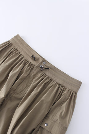 Waist Pull Skirt-Khaki