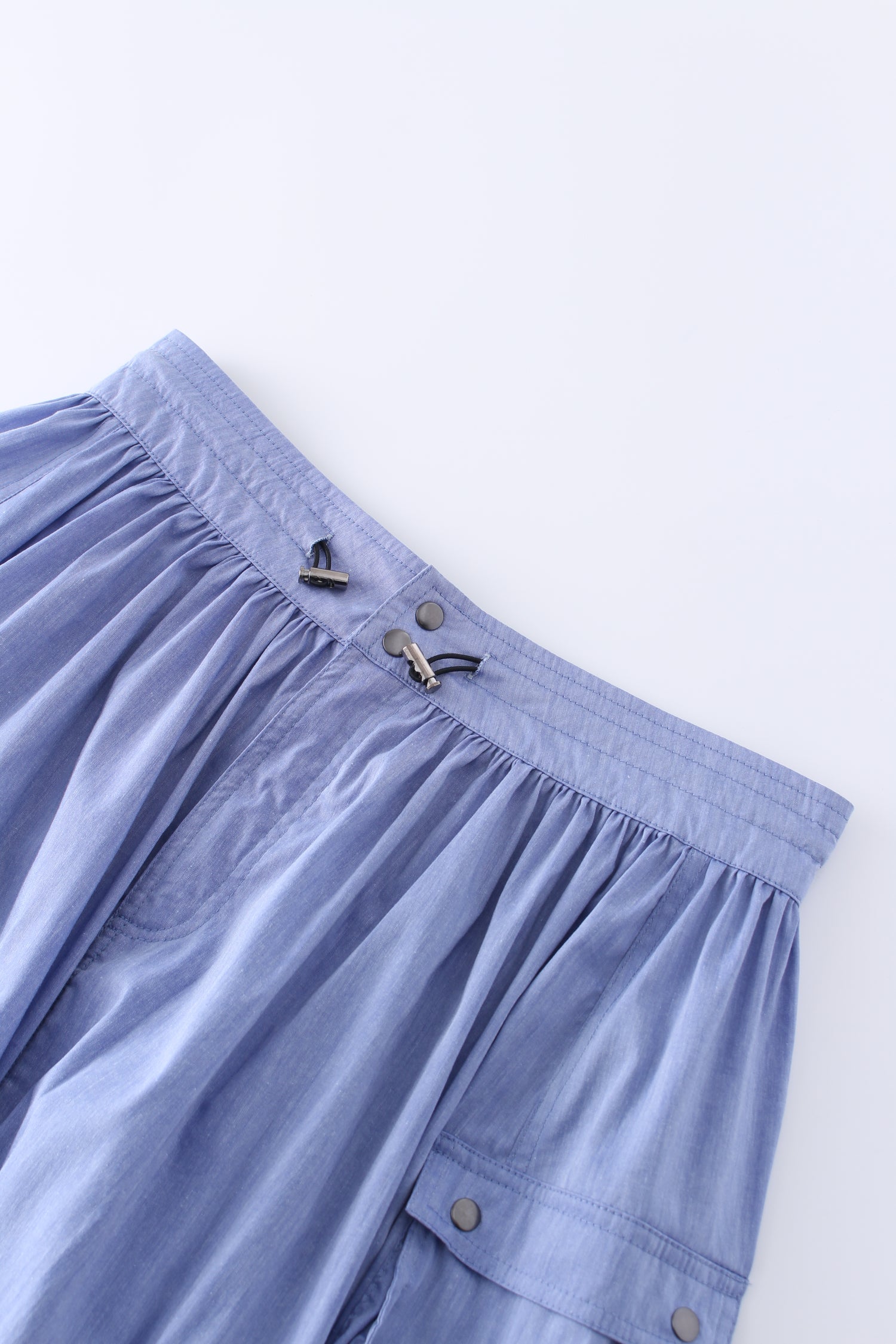 Falda con tirador en la cintura-Chambray Azul