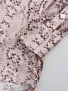 Tie Front Blouse-Pink Reptile