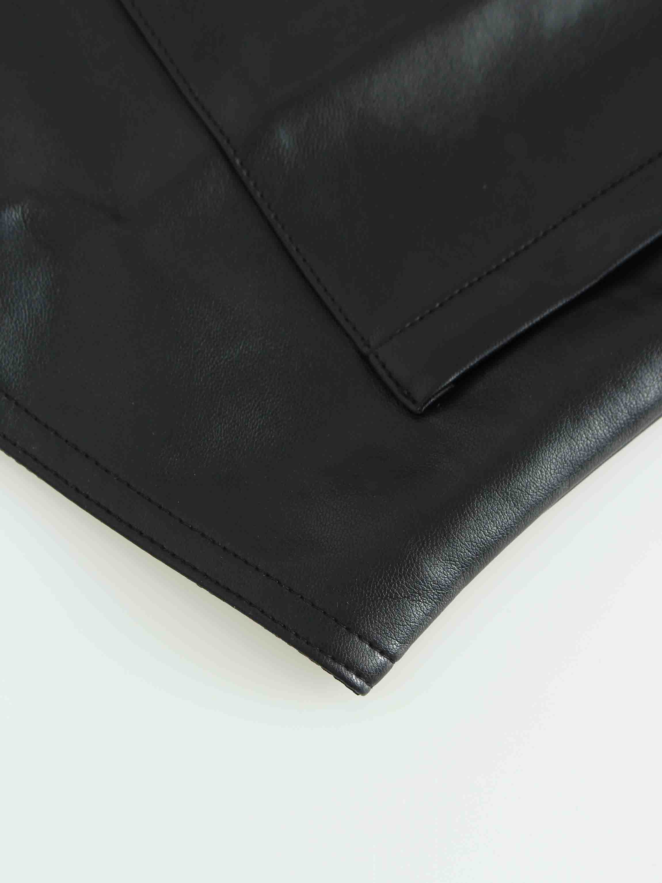 Snap Down Shacket-Black Leather