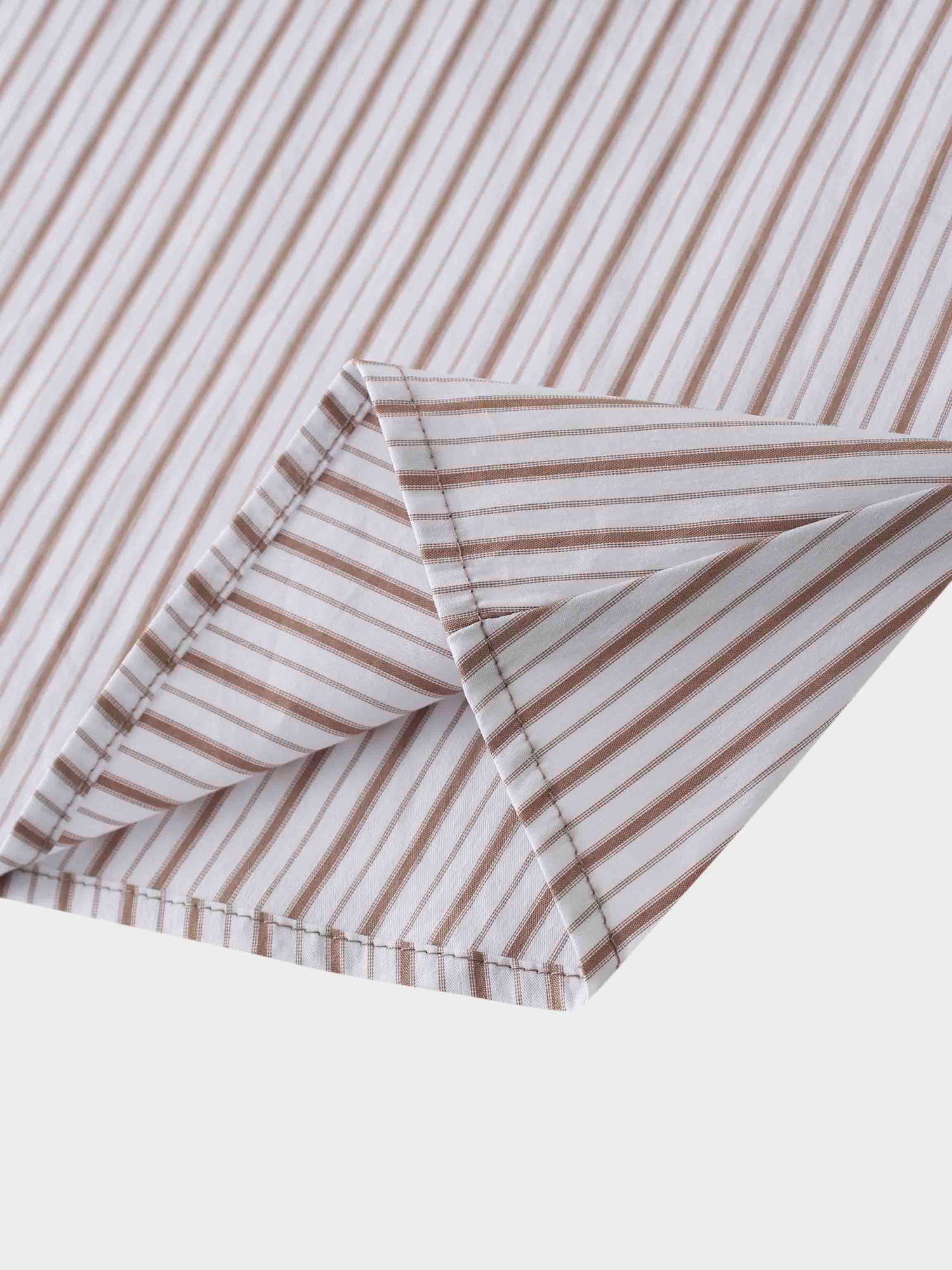 Mixed Pinstripe Belted Shirtdress-Tan