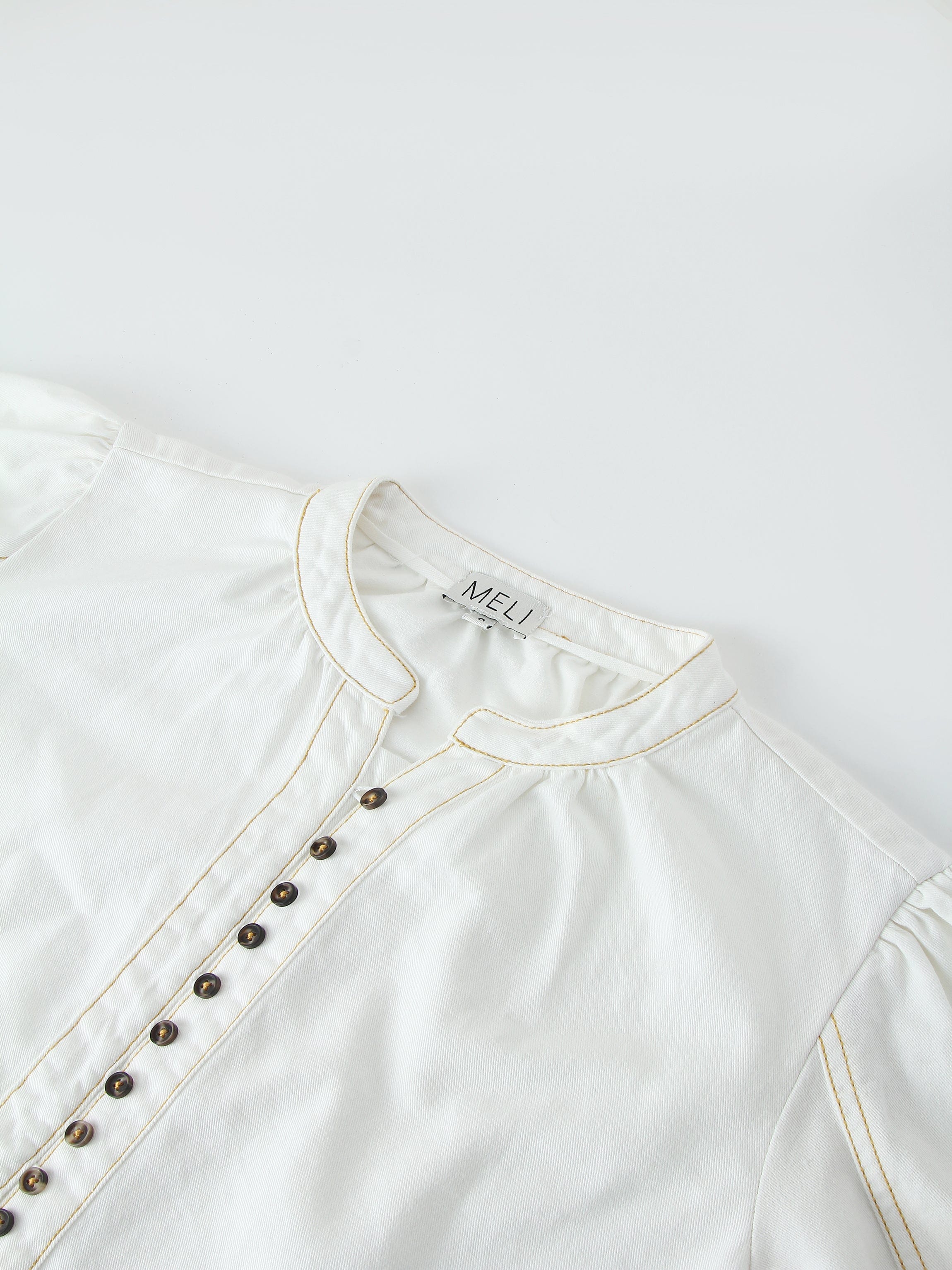 Denim Trapeze Top-White Denim