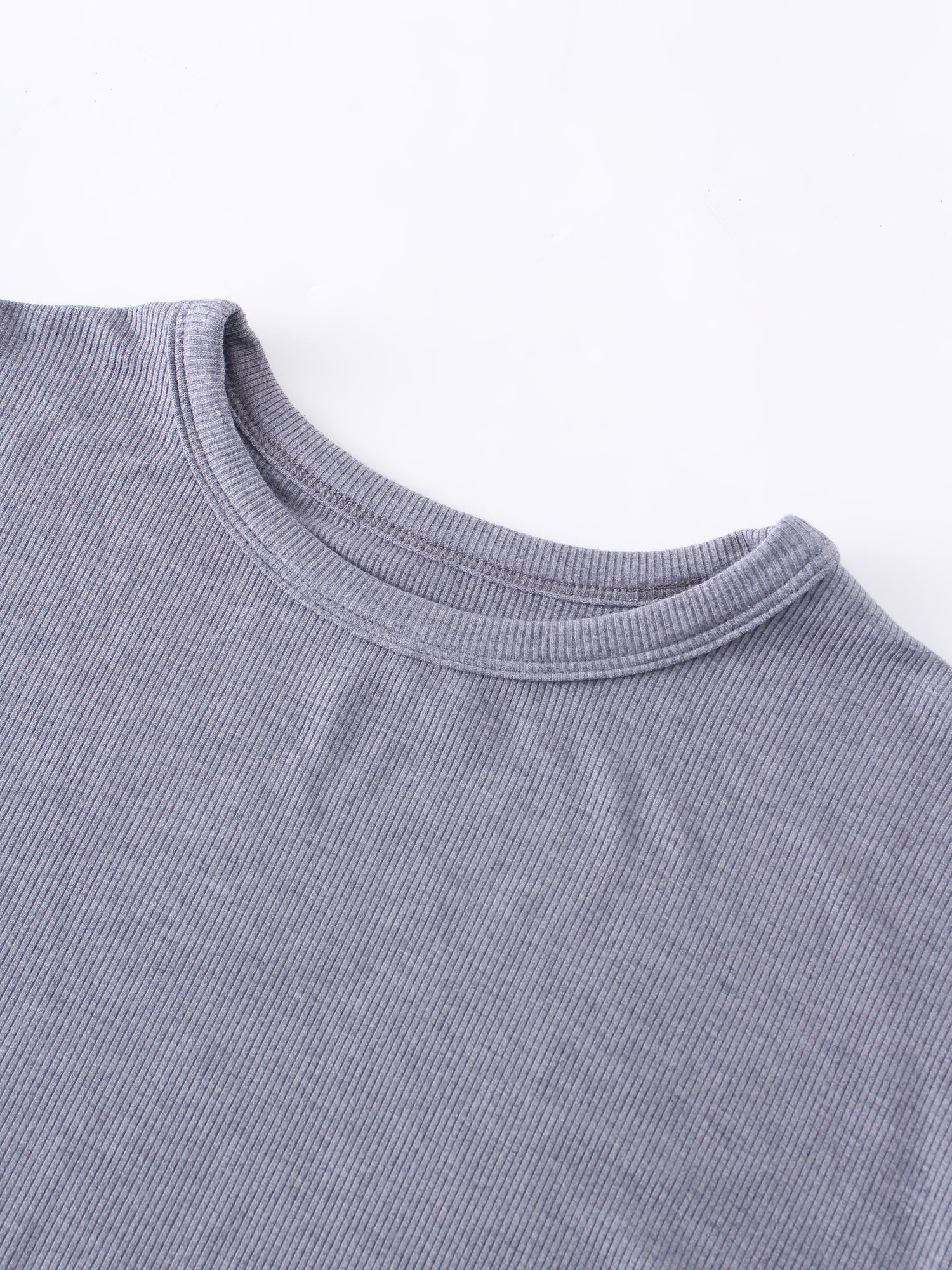 Ribbed Swing Tee-Heathered Navy