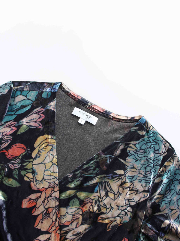 Velvet Wrap Dress - Floral Print