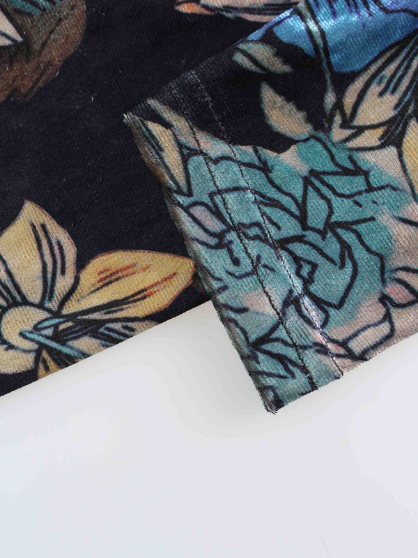 Velvet Wrap Dress - Floral Print