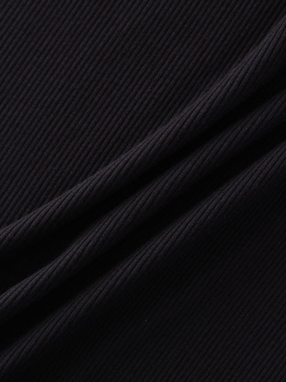 Ribbed Swing Tee-Black