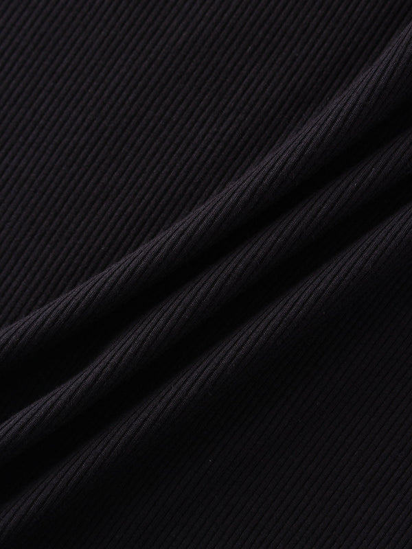 Ribbed Swing Tee-Black