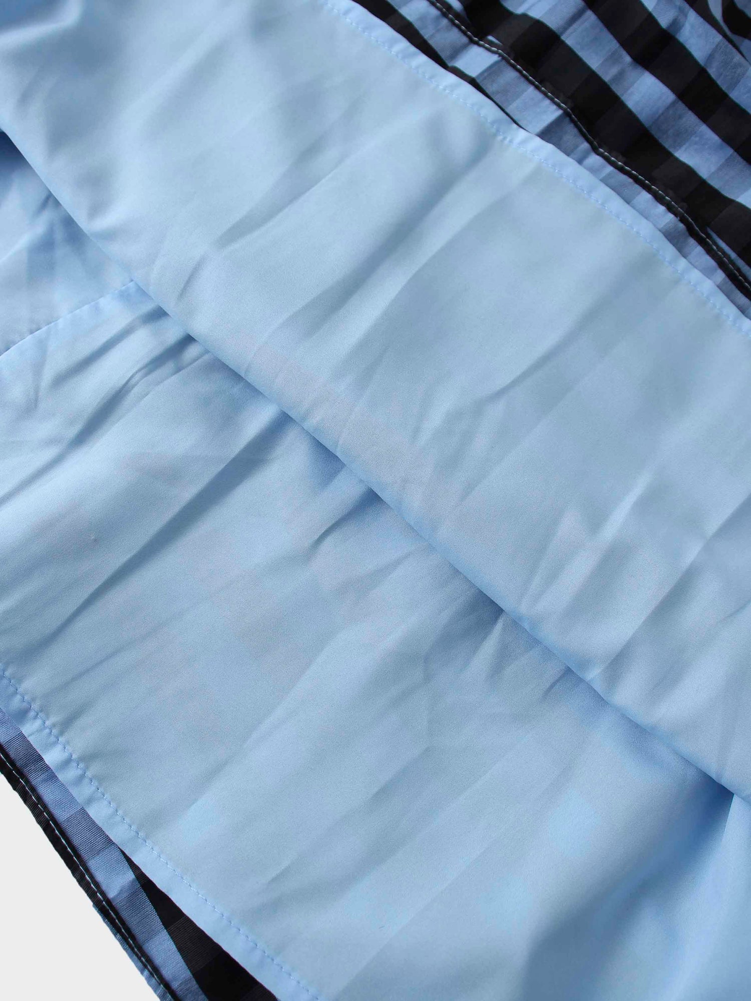 Gingham Two Color Box Pleat Skirt-Blue