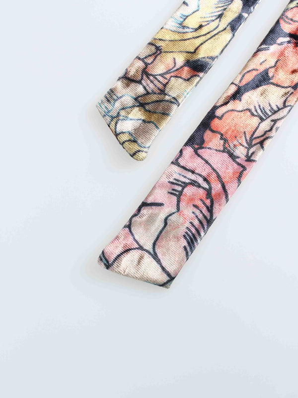 Velvet Wrap Dress - Floral Print