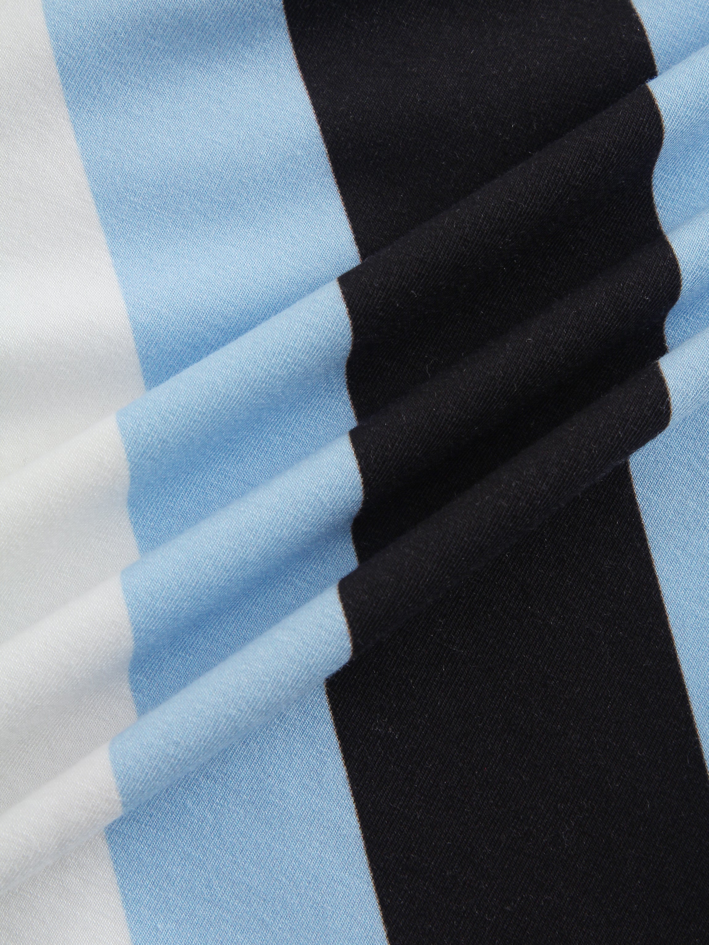 Printed Modal Tee-Light Blue/ B/W Stripe