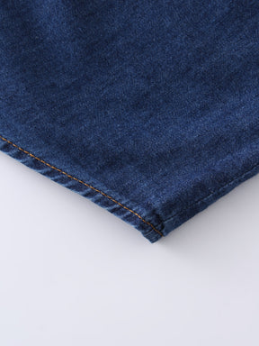 Crossed Stitch Denim Shirt-Blue