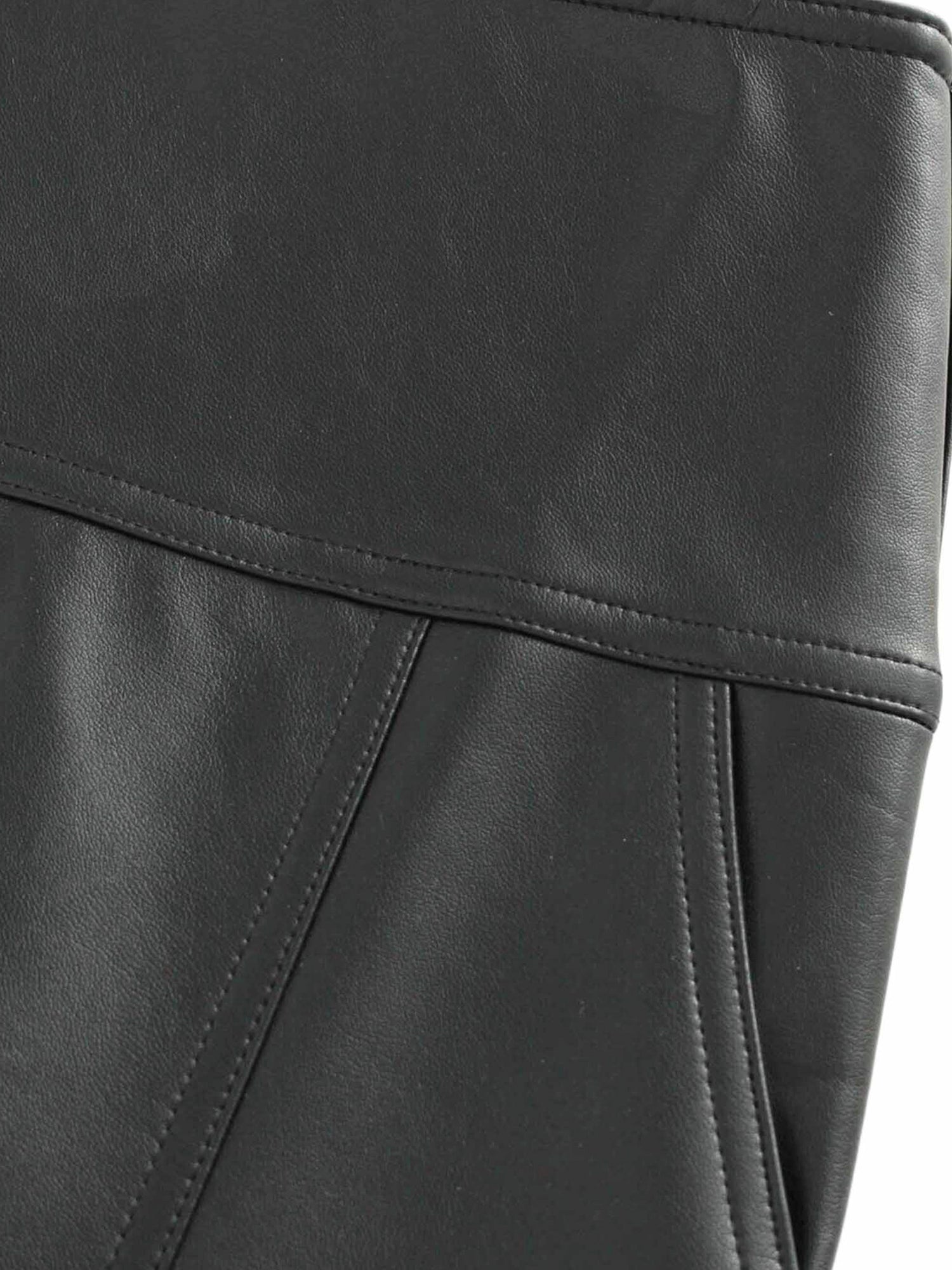 Leather Inverted Pleat Skirt-Black