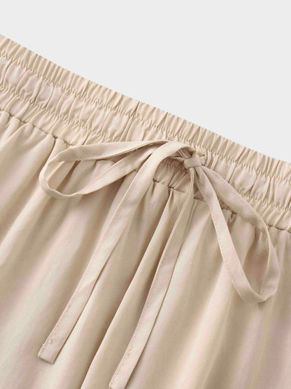 Drawstring Circle Skirt-Tan
