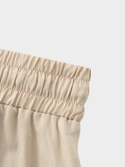 Drawstring Circle Skirt-Tan