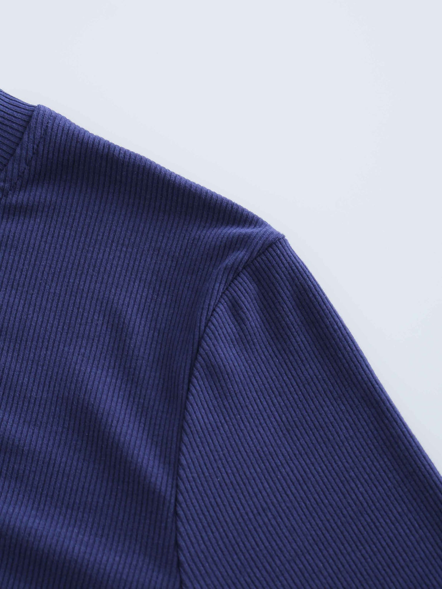 RIBBED WRAP TEE-NAVY