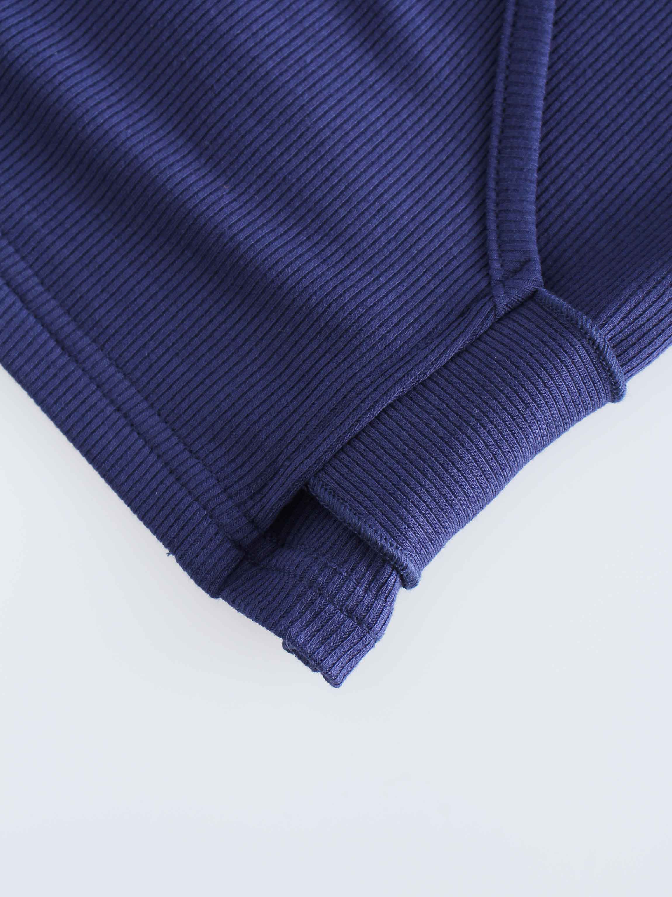 RIBBED WRAP TEE-NAVY