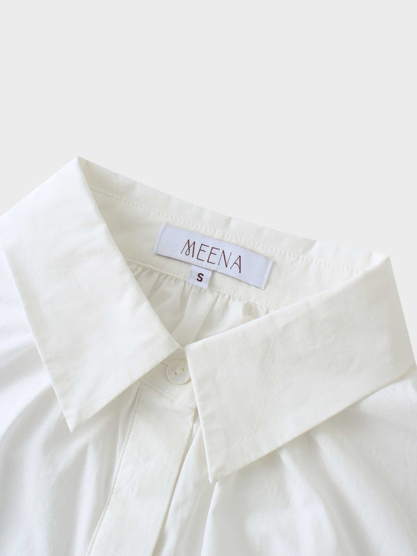 Pleated Sleeve Detail Blouse-White