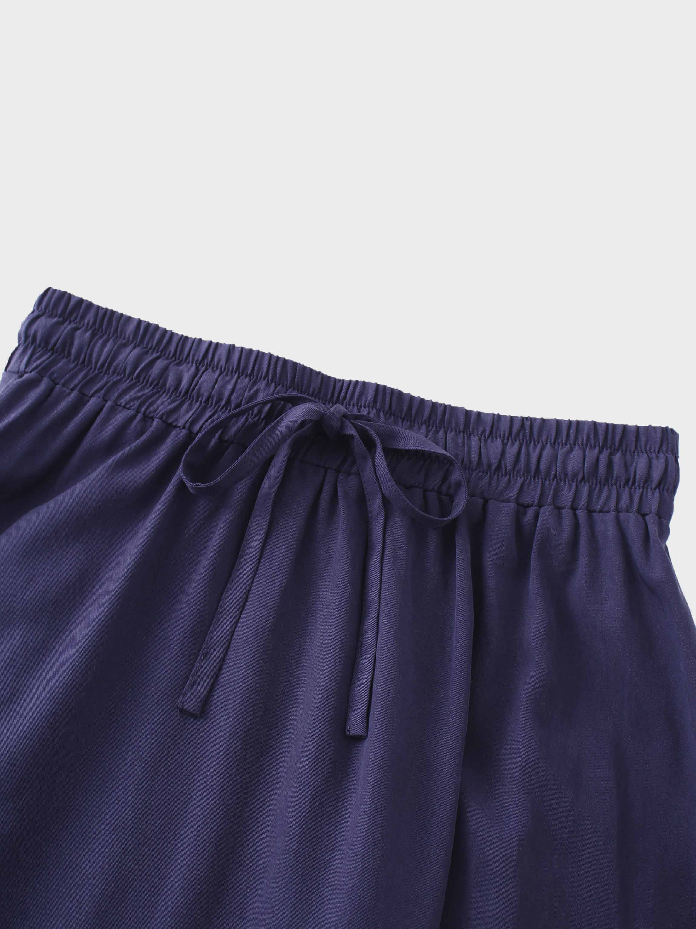Drawstring Circle Skirt-Navy