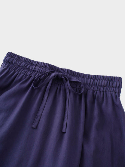 Drawstring Circle Skirt-Navy