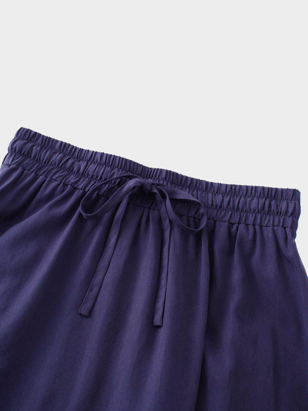 Drawstring Circle Skirt-Navy