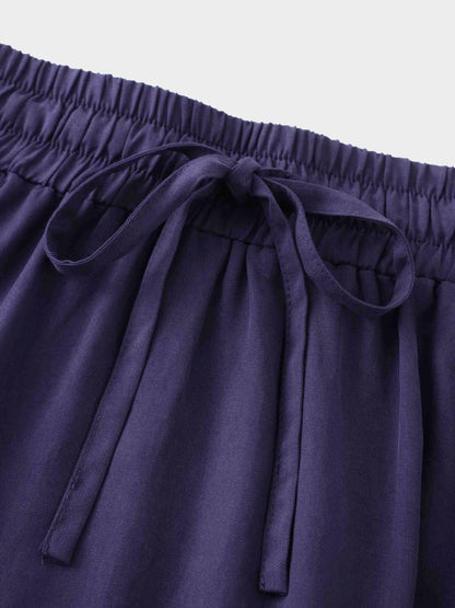 Drawstring Circle Skirt-Navy