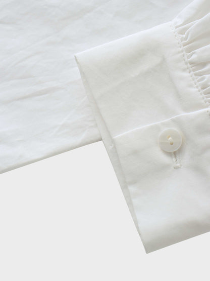 Pleated Sleeve Detail Blouse-White